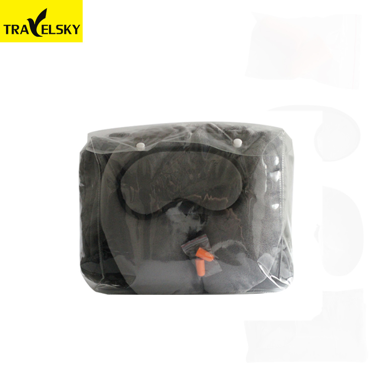 1343302 Travelsky Custom Hot Selling Travel Pillow Comfort Set with Blanket Eye Mask Earplugs