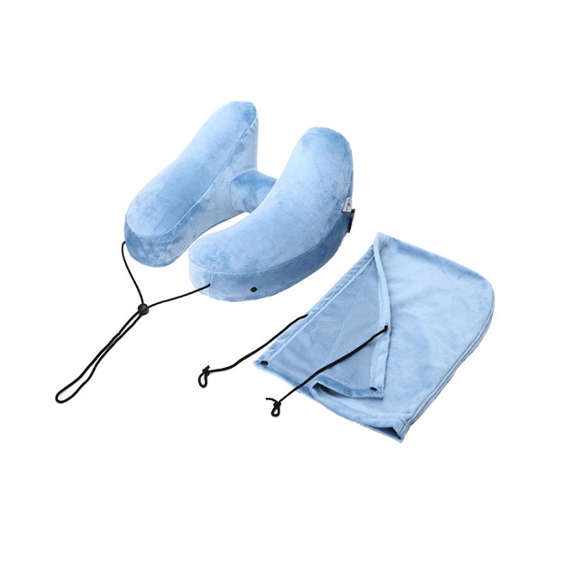 13411PVC Flight Sleeping Resting Pillow Inflatable Travel Neck Pillow U Shape Neck Pillow with Eye Mask And Earplug