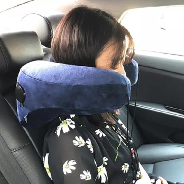 13411PVC Flight Sleeping Resting Pillow Inflatable Travel Neck Pillow U Shape Neck Pillow with Eye Mask And Earplug